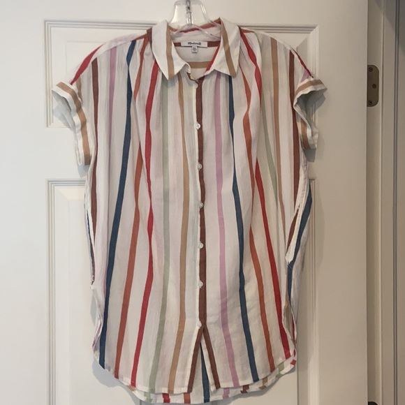 Madewell Central Tunic Shirt in Rainbow Stripe XXS - Picture 1 of 3